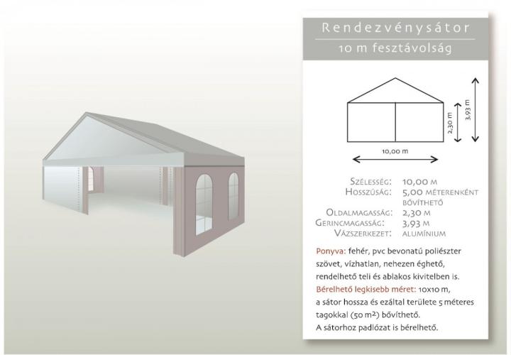 Rendezvénysátor 10m fesztávolság
